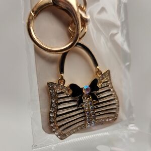 New Gold and Black Bow Purse Keychain